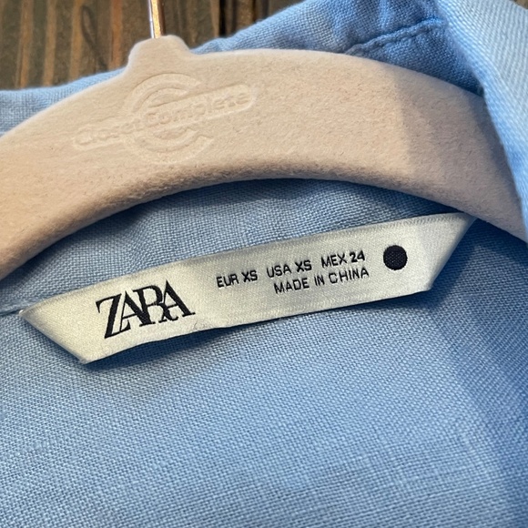 ZARA // CROP BUTTON UP TOP LINEN BLEND - Picture 4 of 7
